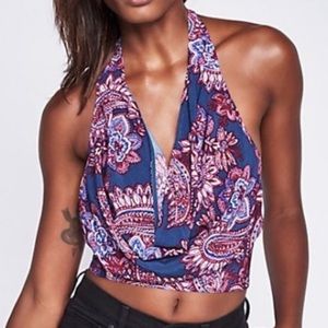 Free People Paisley Halter Crop Top